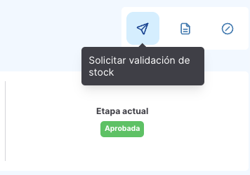 opción validación de stock