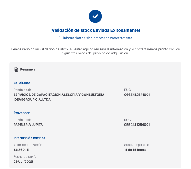 validación envidada exitosamente