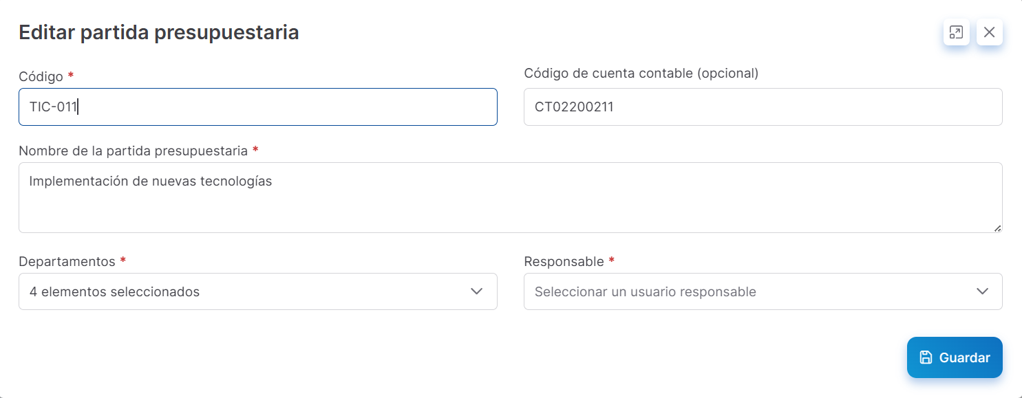 partida modal editar