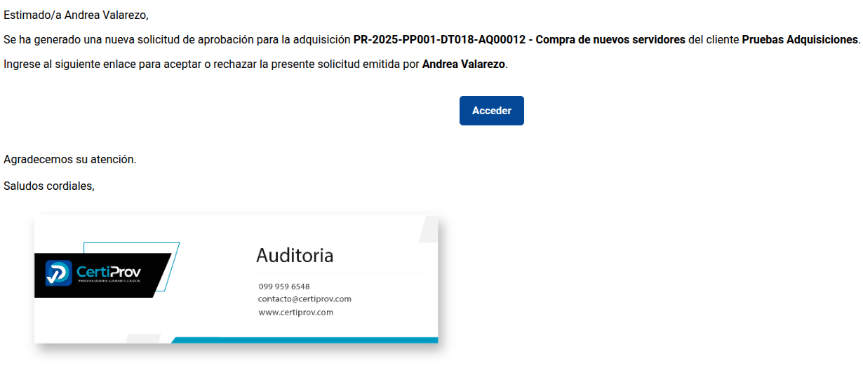 correo de solicitud