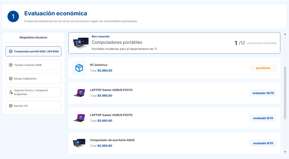 vista evaluacion economica caso 1