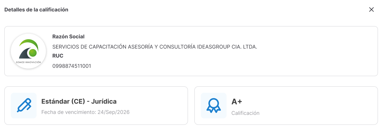 calificación vigente