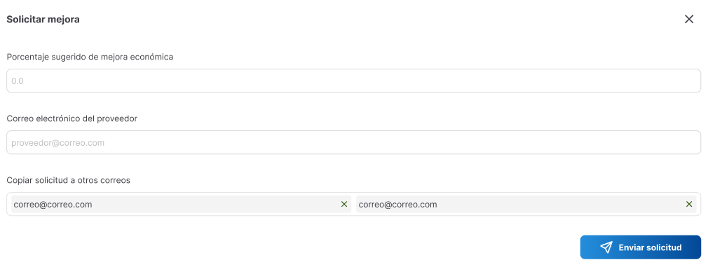 enviar solicitud mejora