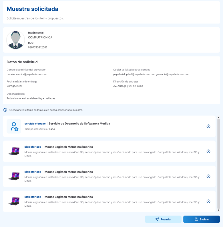 detalle de la solicitud