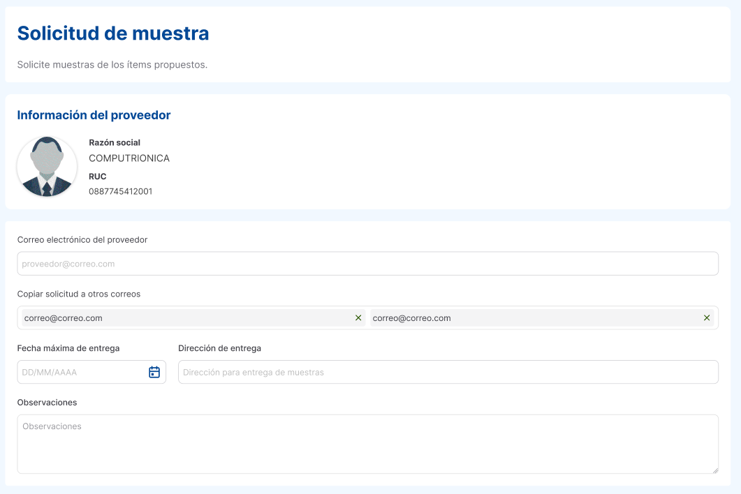 solicitud de muestra