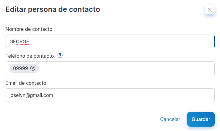 datos de contacto