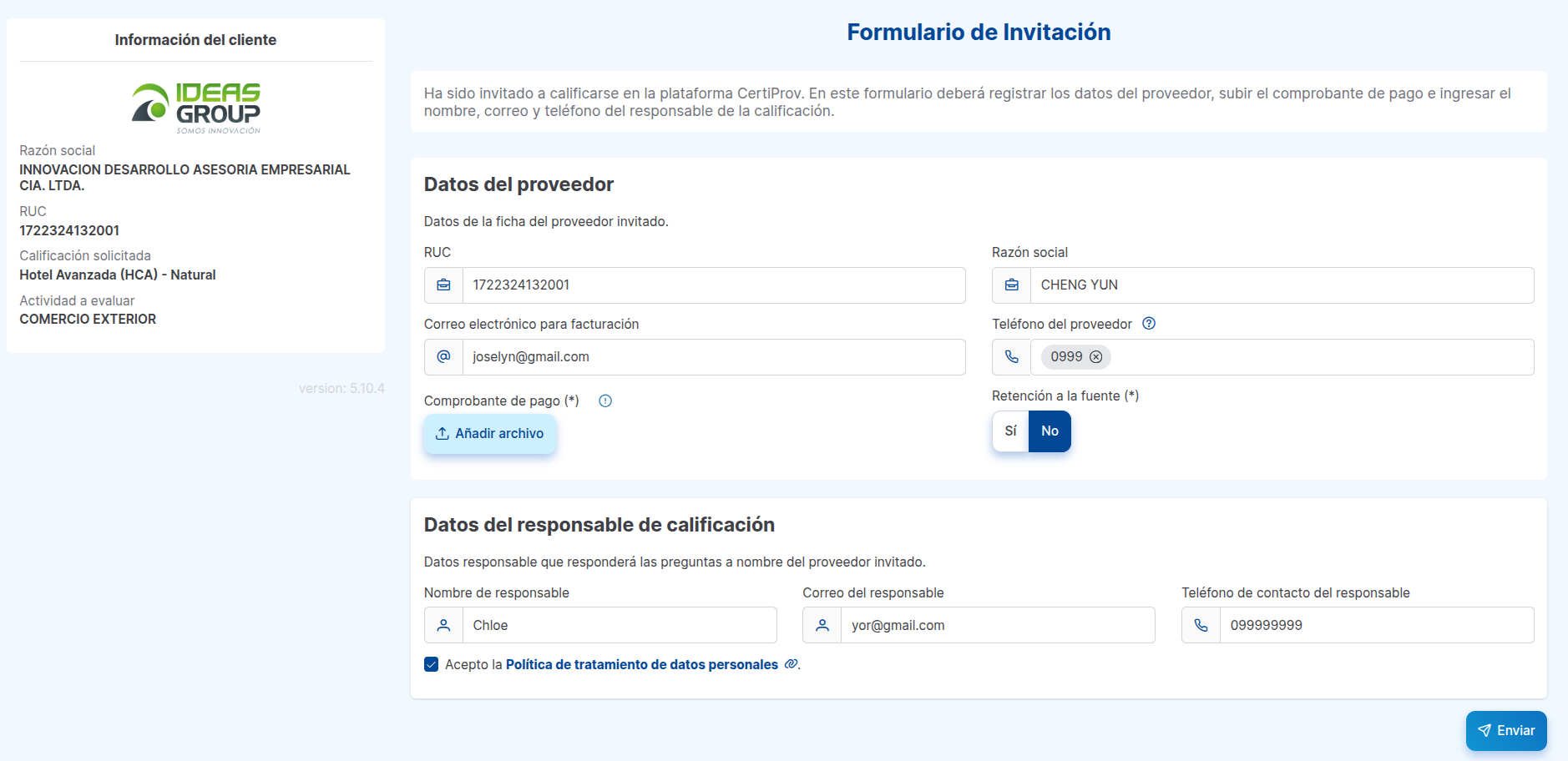 solicitud formulario