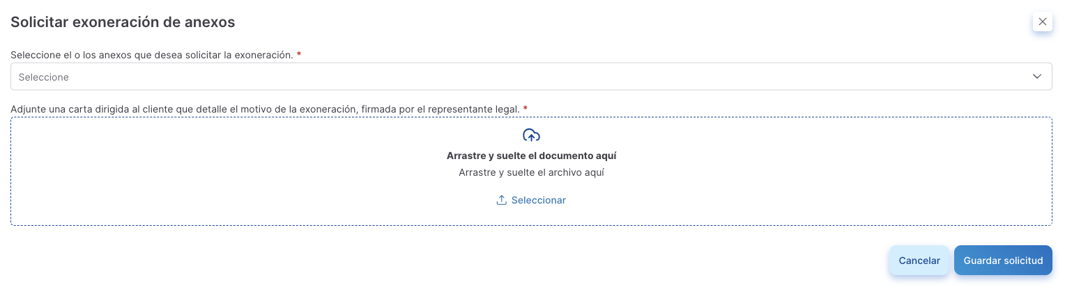 modal exoneracion anexos