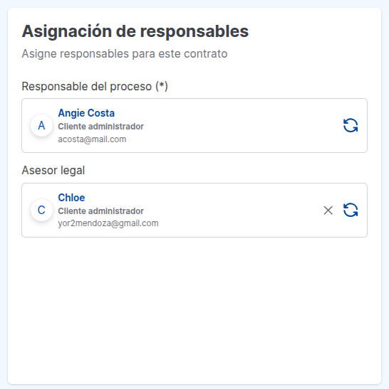 asignación responsables