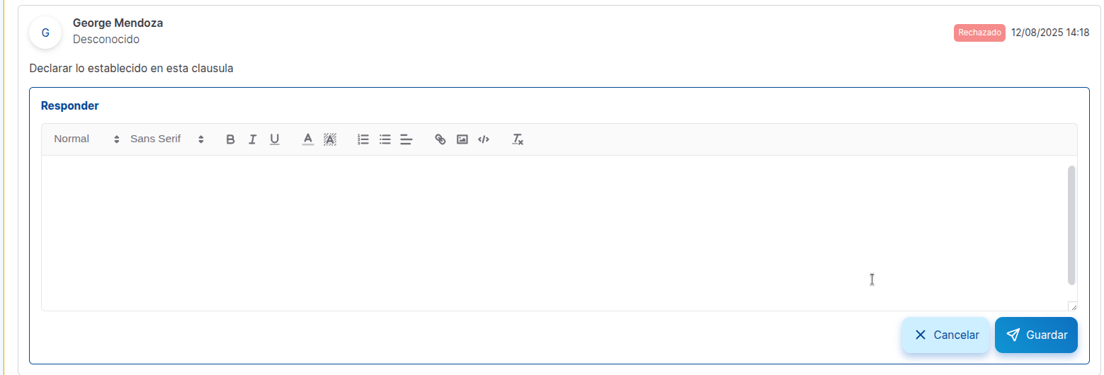 rechazar observacion
