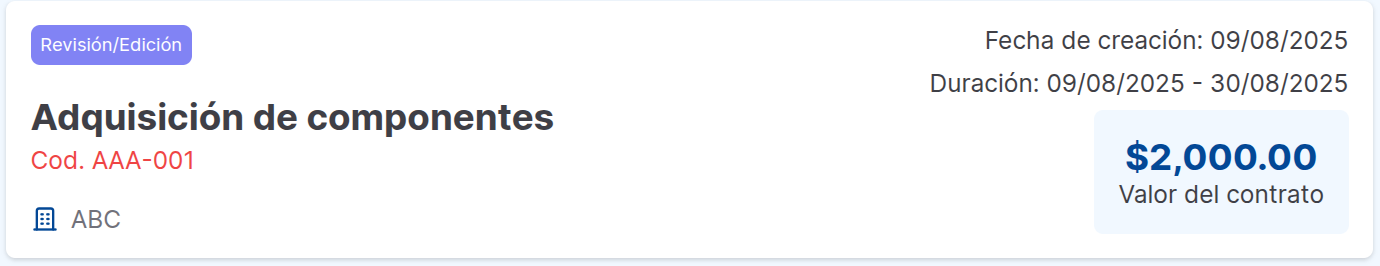 información general de un contrato
